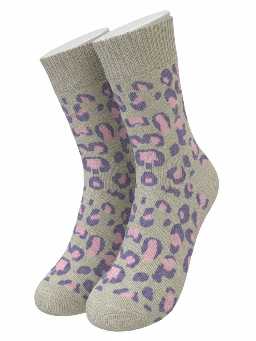 1500. Leopard print thick comfy socks in pink and lavender